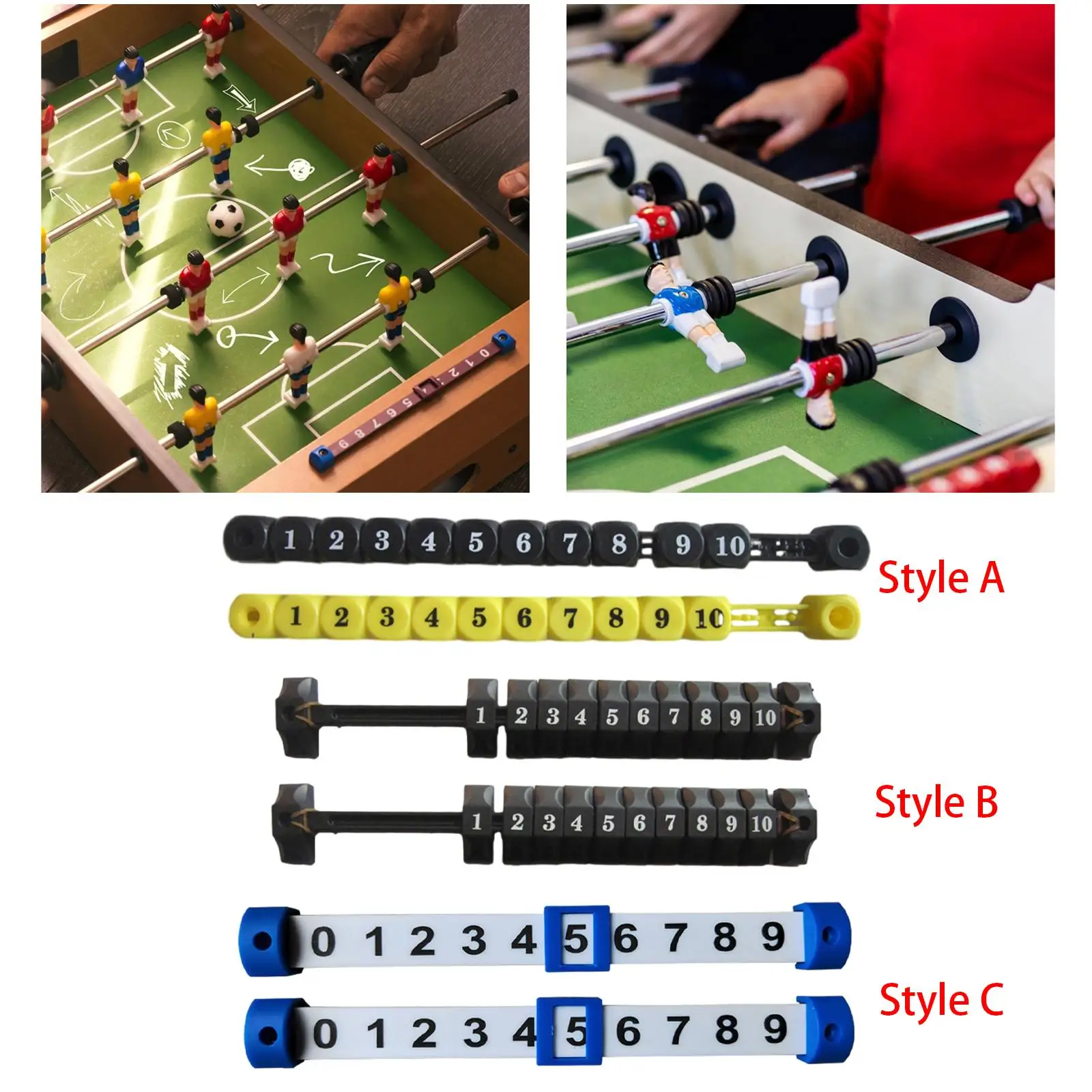Placar de pebolim de 2 peças, 10 números, unidade de pontuação de jogo de futebol para mesas de pebolim padrão