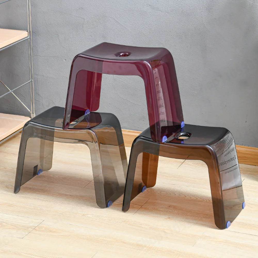 PET material plastic medium stool, thickened for household use, stackable dining table stool, simple modern crystal stool