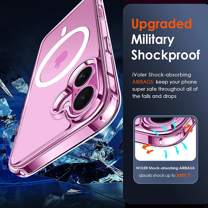 Funda transparente de lujo magnética para carga inalámbrica Magsafe para iPhone 17 16 15 14 13 12 11 Pro Max Plus Mini 5