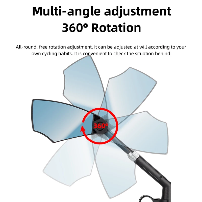 مرآة الرؤية الخلفية للدراجة عالمية واسعة النطاق 360 °   مرآة قابلة للتعديل لسلامة سكوتر الدراجة النارية على الطرق الجبلية