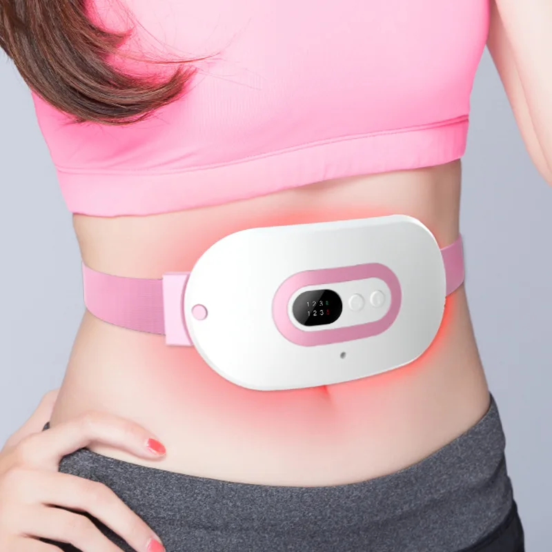 Linderung von Menstruationsschmerzen, Bauchheizung, Massage, warmer Gürtel, elektrische Heizung, Gebärmutter, Akupunkturpunkte, vibrierende Massage der Taille