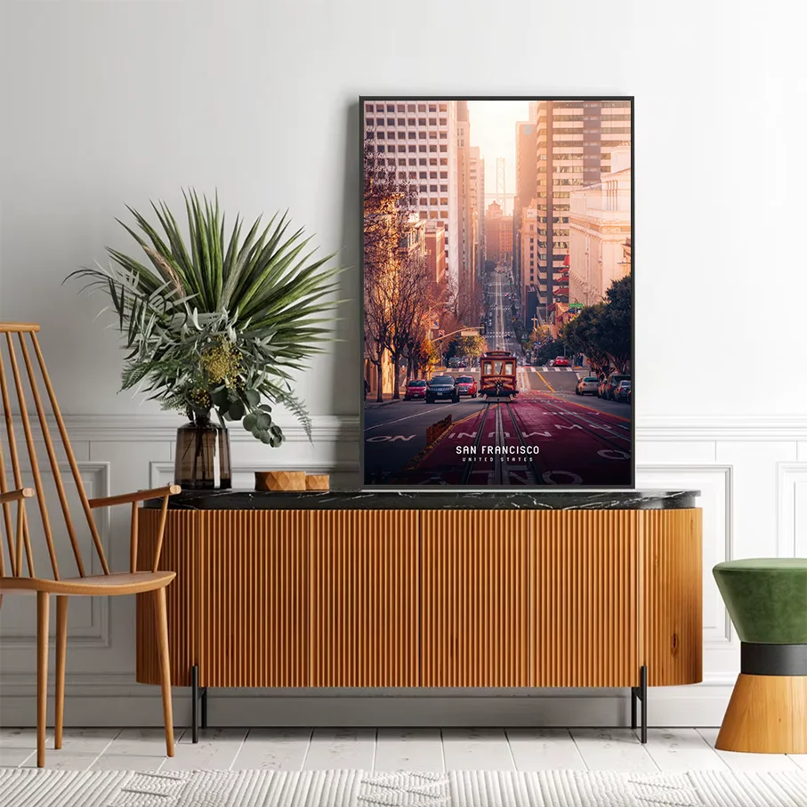San Francisco Cable Car Poster Print Wall Art Picture Frame Home Decor Living Room Vintage USA Cityscape Art