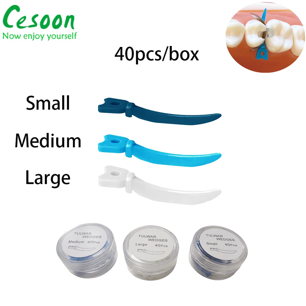 40Pcs/Box Dental Tulwar Wedges Plastic Disposable Tooth Gap Sectional Matrix Refill Diastema With Hole Dentistry Materials S/M/L