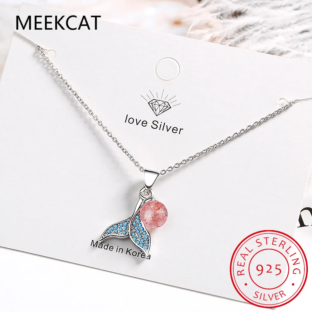 925 sterling silver Women Whale Necklace BlueTail Fish Nautical Chokers Charm Mermaid Tail Pendant Necklace Jewelry For Women