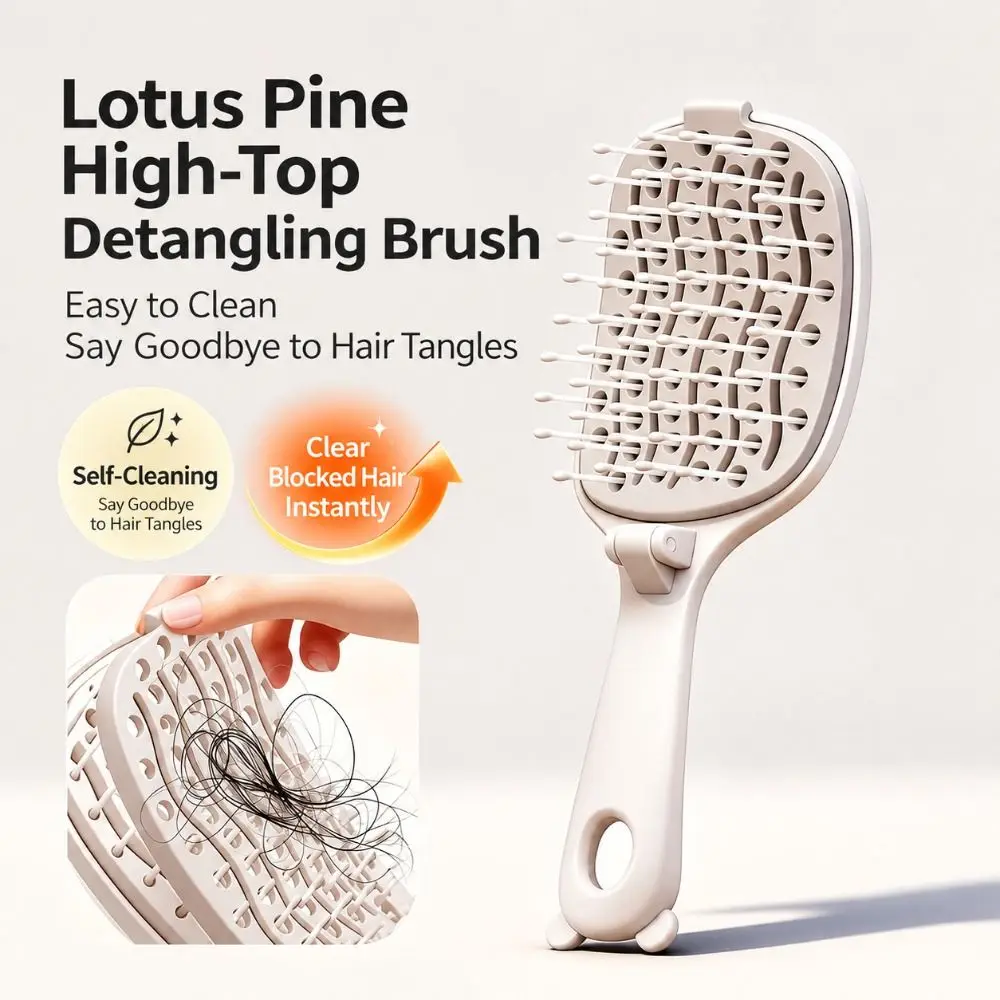 New Self Cleaning Foldable Comb Rounded Soft Bristles Massage Easy-to-Clean Comb Anti Static Styling Paddle Hair Brush Home Use