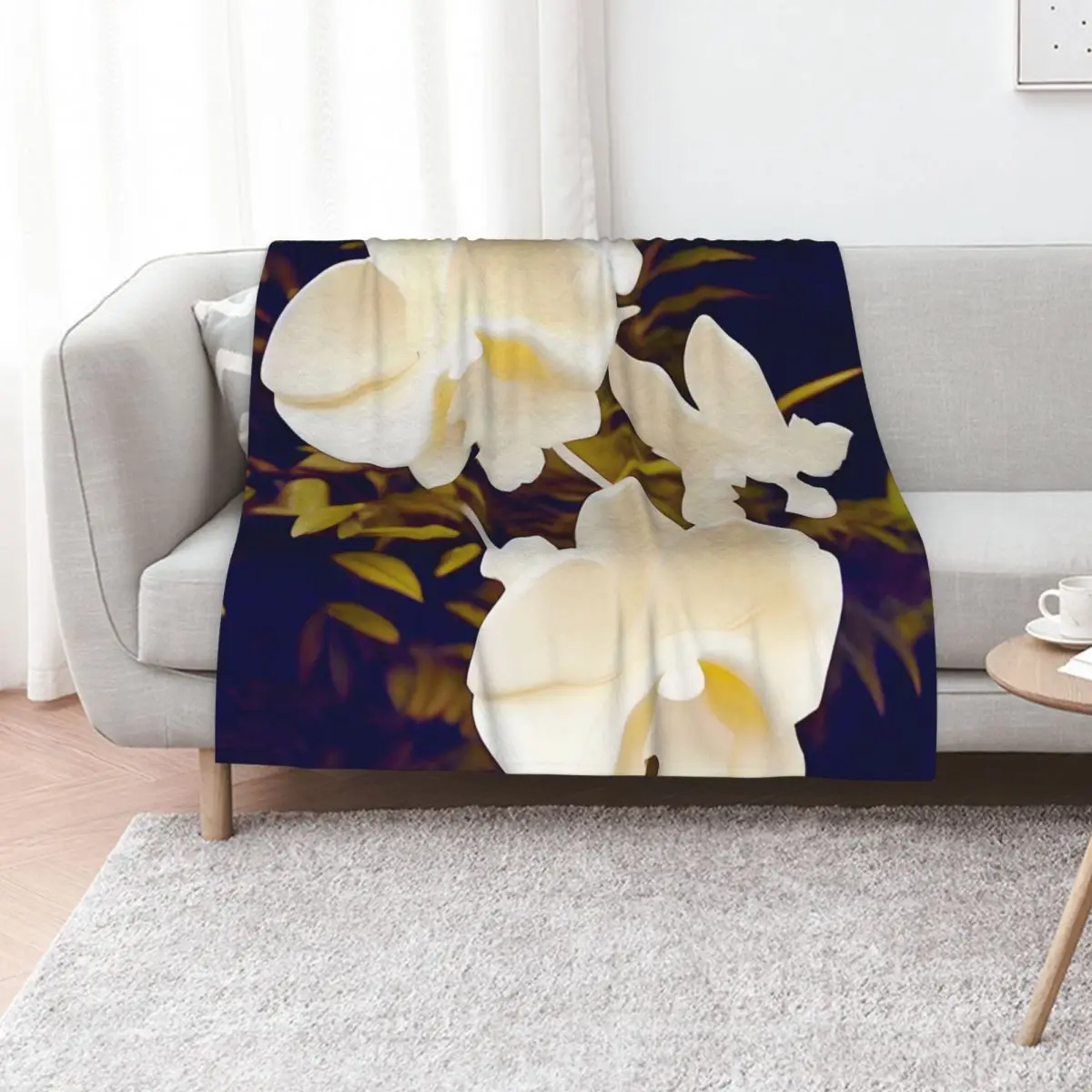 Creamy Sculpted Orchids Throw Blanket Plaid on the sofa Luxury Designer Sleeping Bag Single Luxury Throw for babies Blankets