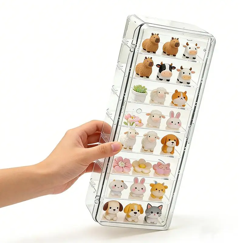Mini Acrylic Display Case Dustproof Flip Cover Storage Box For Figures Jewelry Desktop Collection Organizer