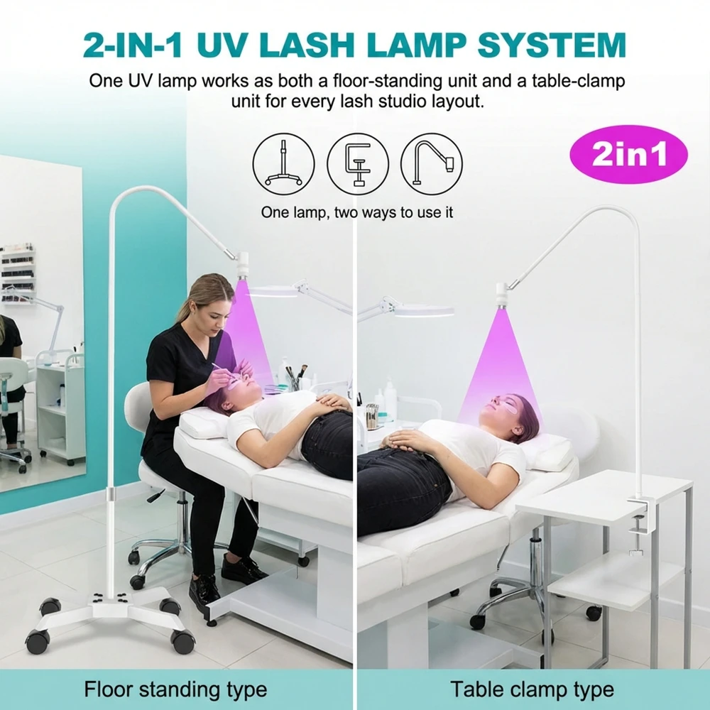 6W High Power UV Lamp Eyelash Glue Cure LED Lamp Rolling 2in1 USB Eyelash Extension Lamp Beauty Polish Gel Fast Dryer UV Light