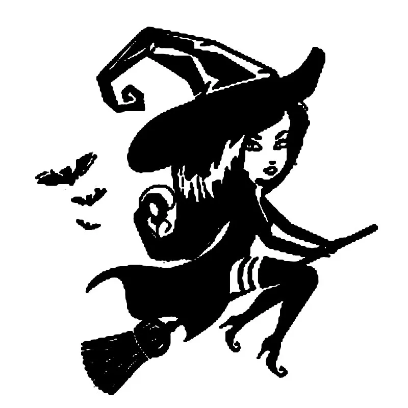 Cartoon Funny Witch Stickers High Quality Car Window Decoration Decals Personalized Pvc Waterproof Decals Black/white, 18cm*17cm