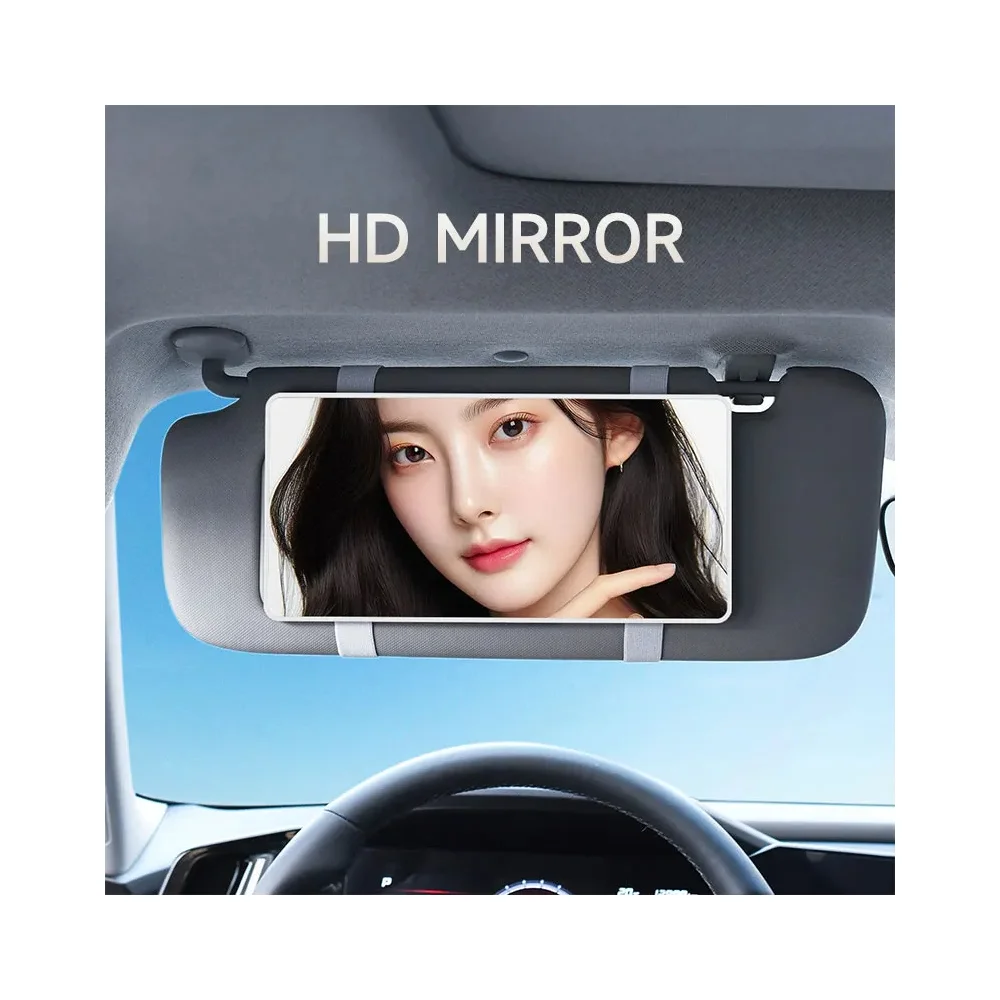 New HD Car Sun Visor Plate Portable Makeup Mirror For Girls Women Strap Installation No Light Mirror Auto Interior Accessories