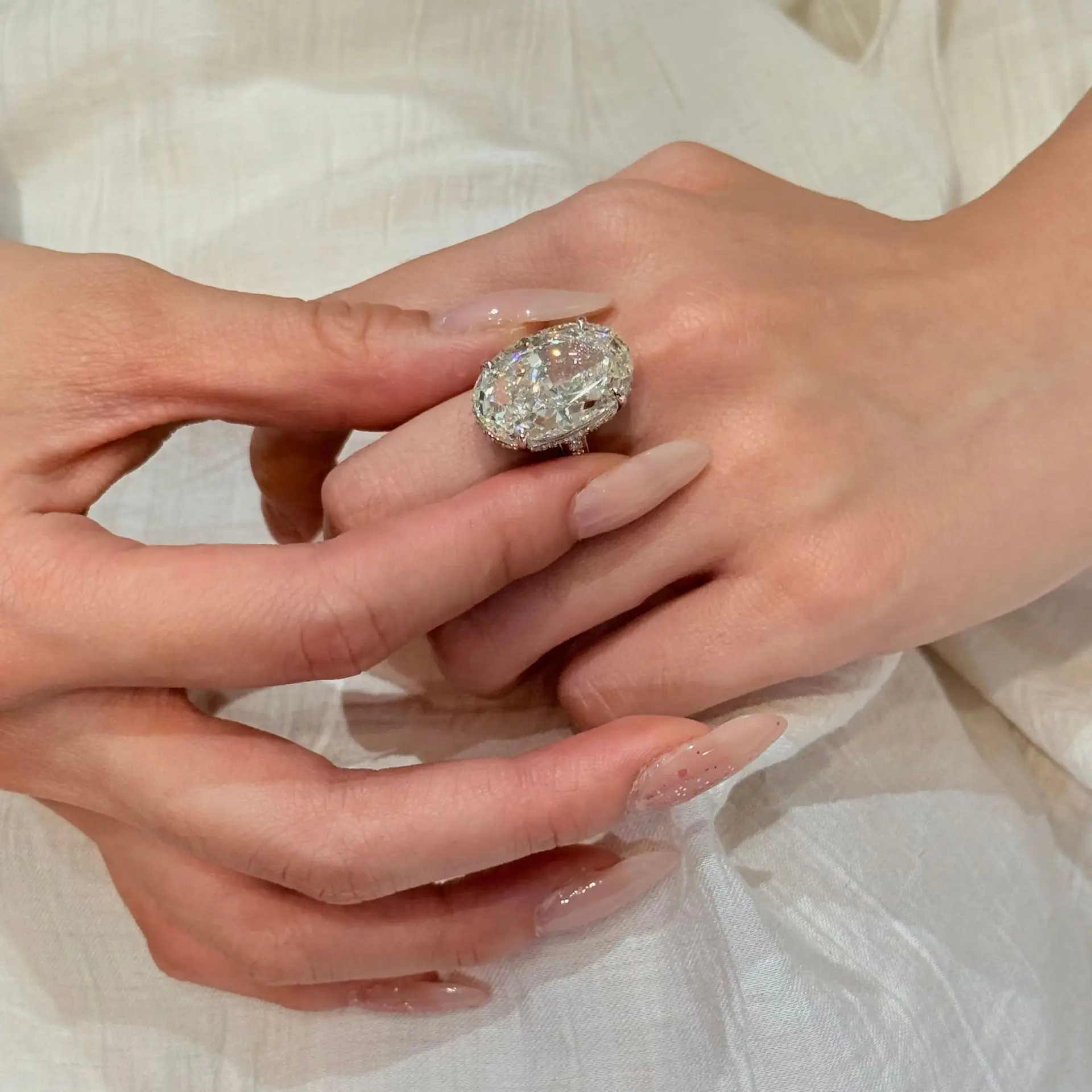 CEICI 20CT 13X20MM Oval High Carbon Diamond Rings S925 Silver Plated 18K Gold for Women Wedding Bands Fine Jewelry