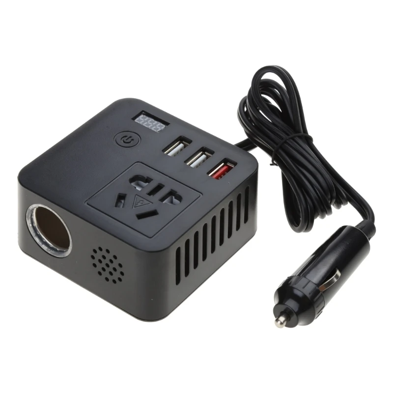 Auto Converter for DC 12V/24V to 220V Digital Converter Fasting Charging with Cigarette Holes AOS