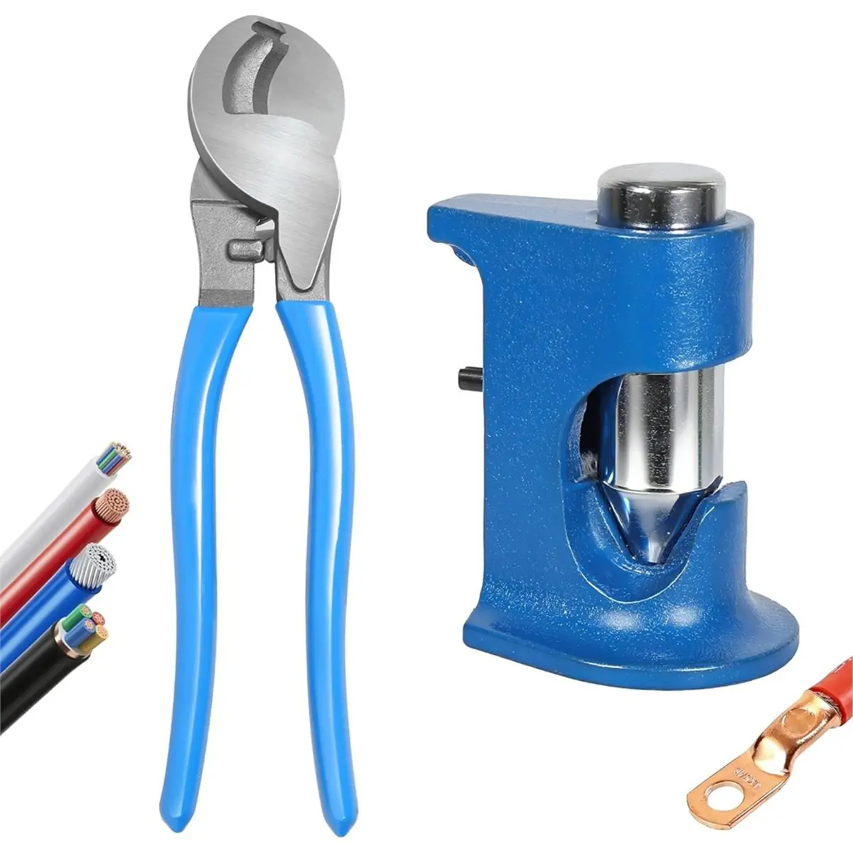 Cable Cutter and Hammer Lug Crimper Tool Kits,Heavy Duty Cable Cutting/Stripping/Crimping for 16 AWG to 4/0 AWG