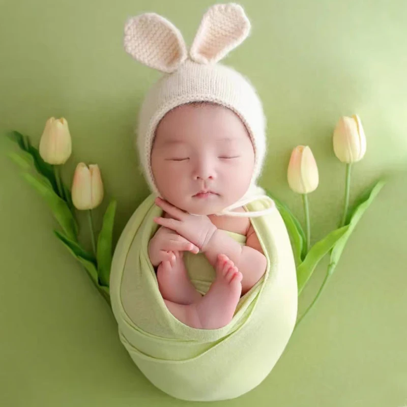 Newborn Photography Props Mink Hair Knit Fur New Born Hat Baby Photo Studio Photography Props Cap Souvenirs Wool Baby Hat