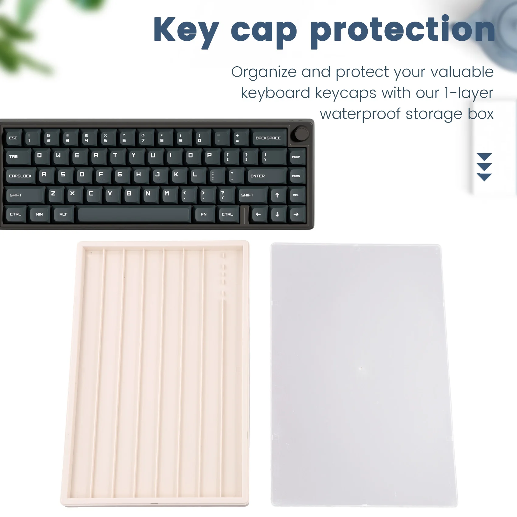 Boîte de rangement étanche populaire pour capuchons de touches avec couvercle, pour affichage et Collection de capuchons de touches de clavier, Beige