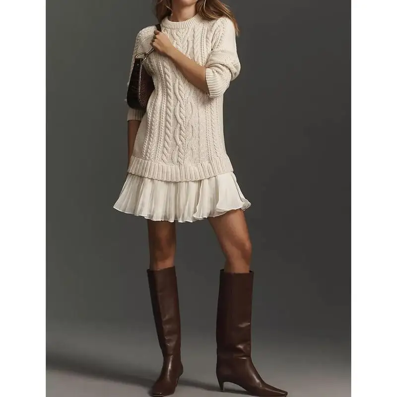 

Women's Knitted Sweater Short Skirt Set Fashionable Spring Collection Four Seasons Suitable Brand New Condition with Tags
