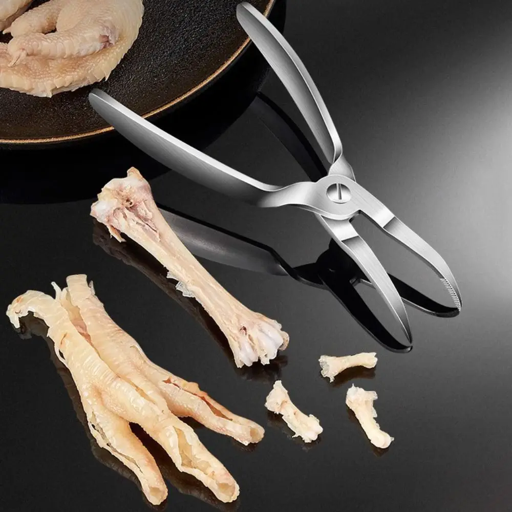 

304 Stainless Steel Chicken Claw Deboning Forcep Curved Tip Effortless Chicken Feet Boneless Pliers Professional Handheld