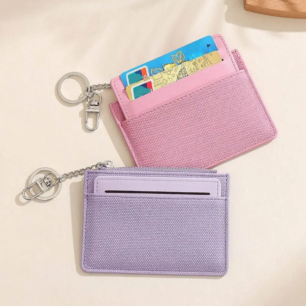 携帯用キーホルダー付きレディースショートウォレットPUレザー薄型IDクレジットカードウォレットエレガントマルチスロットPUカードホルダー女性用