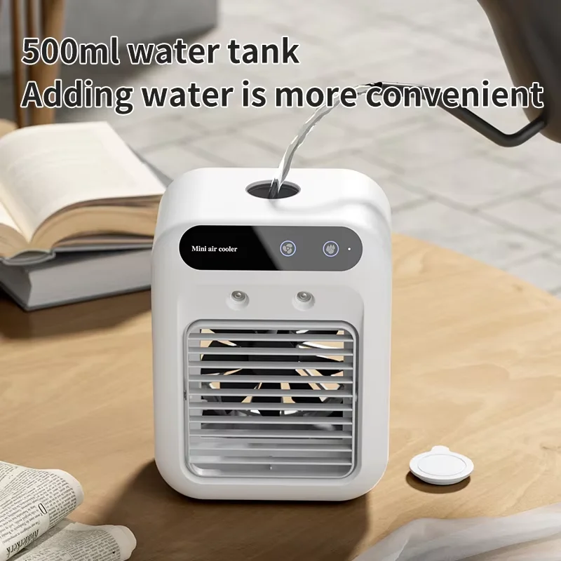 Desktop Air Cooler Personal Portable Fan with 2-Speeds Evaporative Air Cooler with 0.5L Water Tank Portable Cooler Fan for Home image 2