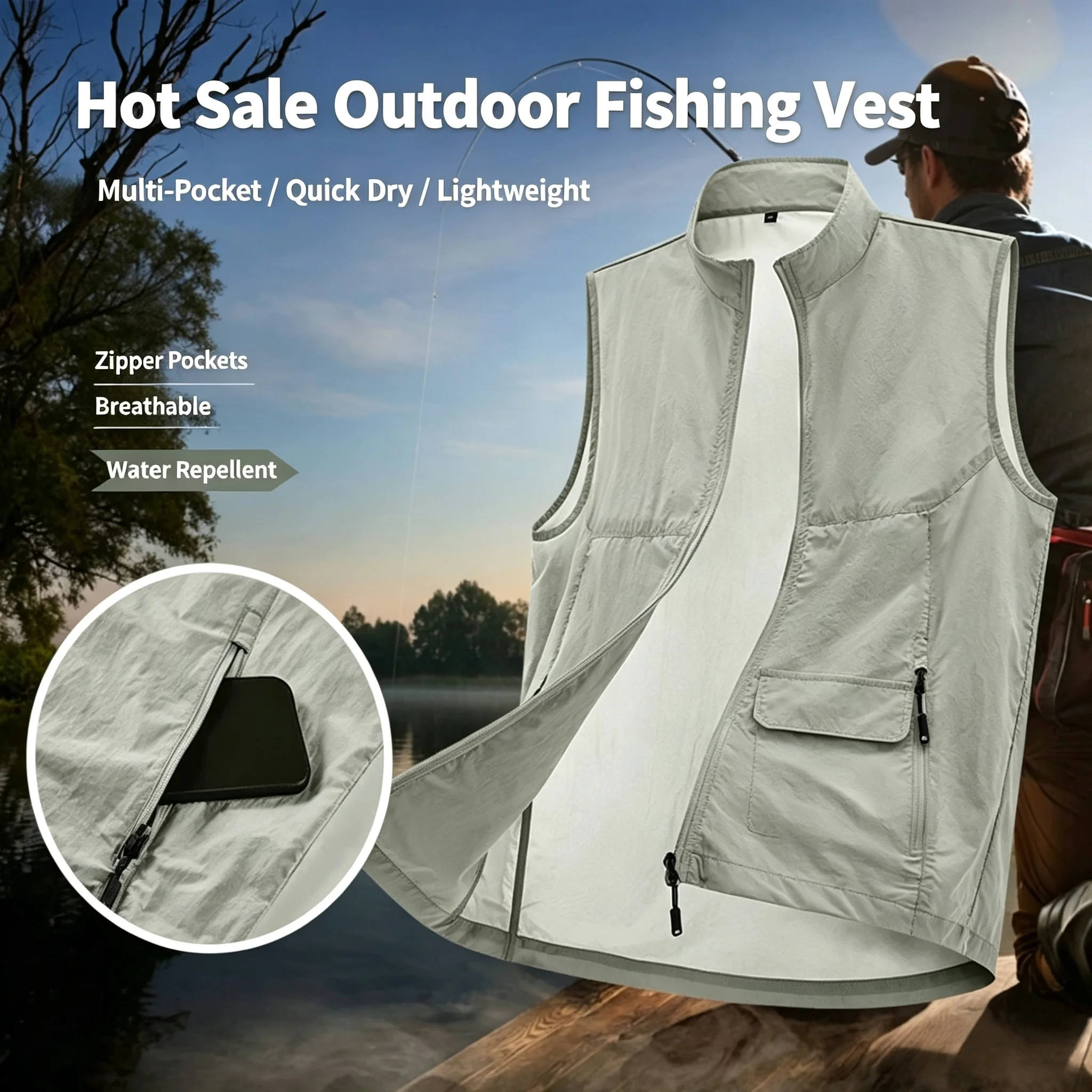 2026 Quick-Drying Waterproof Outdoor Work Vest for Spring Autumn Hiking Fishing Photography - Customizable Logo Vest