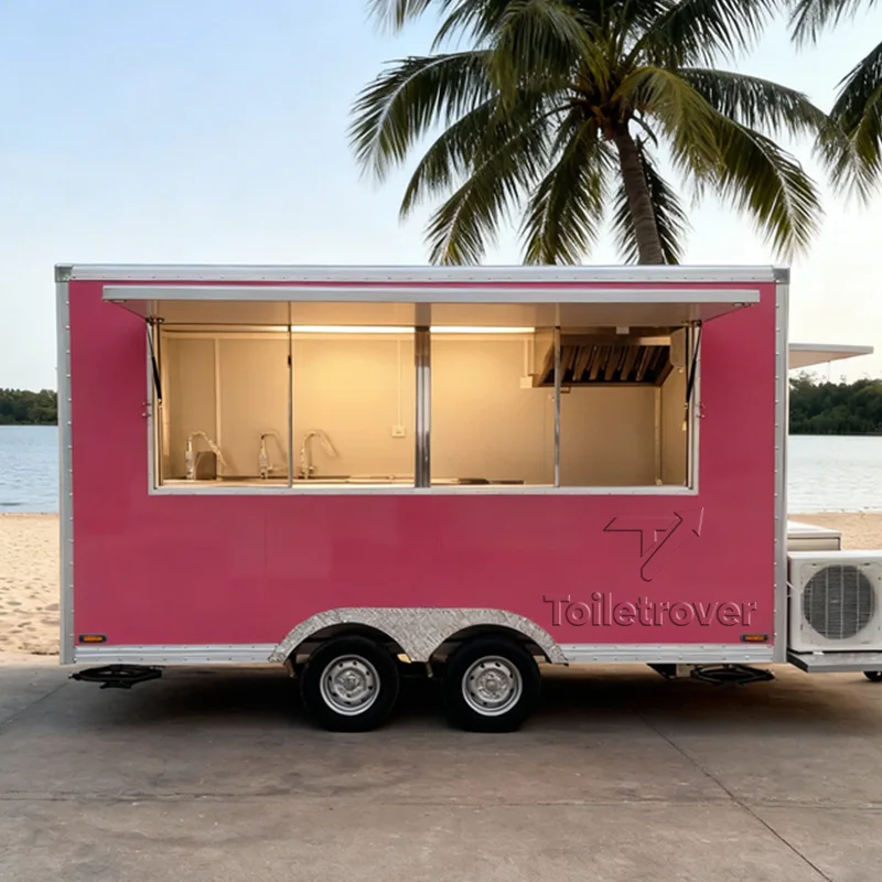 

Street Mobile Kitchen Food Trailer Waffle Ice Cream Crepe Smoothie Dessert Pancake Donut Popcorn Food Trucks for Rent