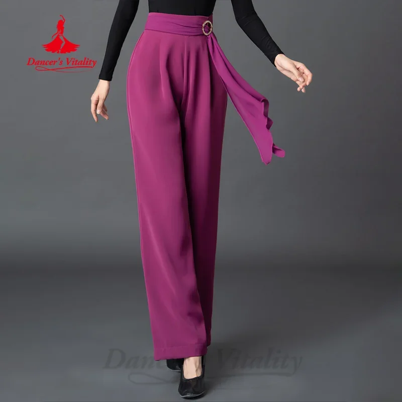 Costume de phtaline latine pour femme, pantalon droit mince, taille haute, vêtements de pratique professionnelle, danse moderne, tango, chacha, samba