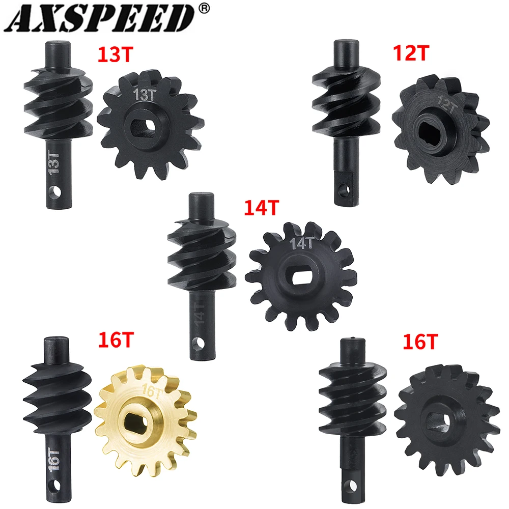 AXSPEED Steel Gear Overdrive Worm Differential Axle Parts 12T 13T 14T 16T dla 1/24 Axial SCX24 RC Crawler Car Upgrade