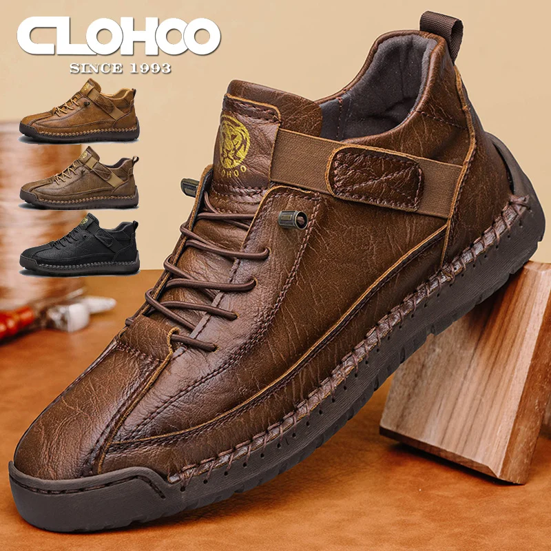 CLOHOO Handmade Men's High-Top Sport Casual Boots Breathable Outdoor Wear with Extended Size Options Classic Ankle Boots