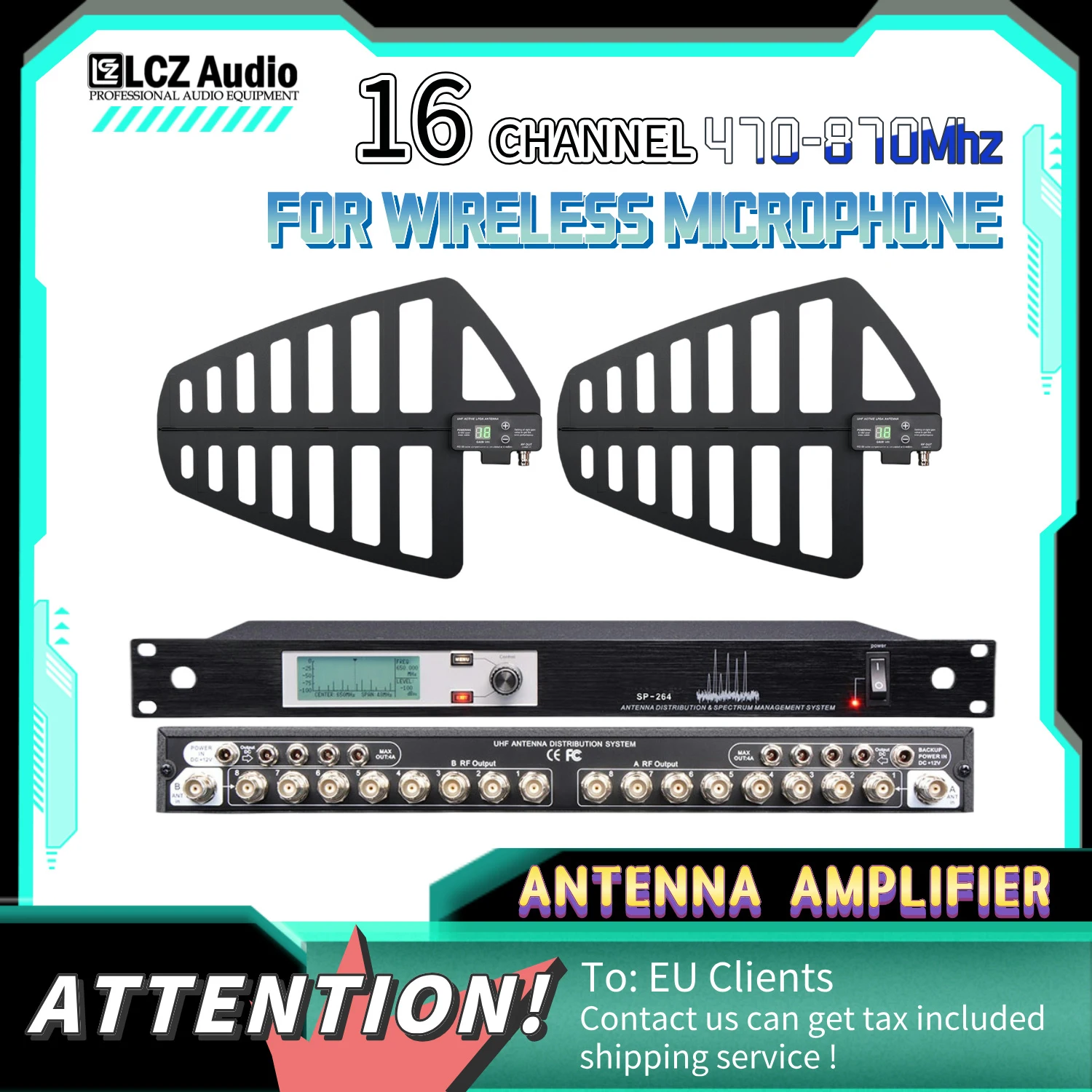 

LCZ Audio SP-288 UHF Antenna Distribution & Spectrum Management System 16 Channel Antena Distributor For Wireless Microphone