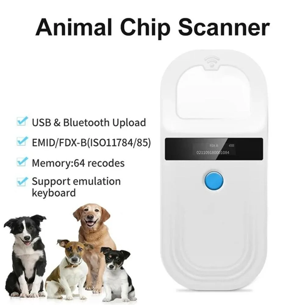 134.2Khz Frequency Animal RFID Reader FDX-B FDX-A USB Bluetooth Pet Microchip Scanner Rechargeable Battery Iso11784/5 Compatible