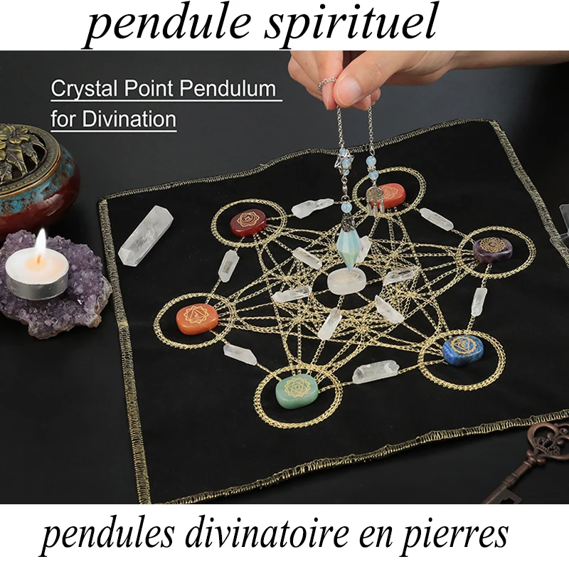 Natural Stone Crystal Pendulum for Reiki Divination 12 Facet Hexaonal Points with Dream Catcher Chain Spiritual Pendulos X072