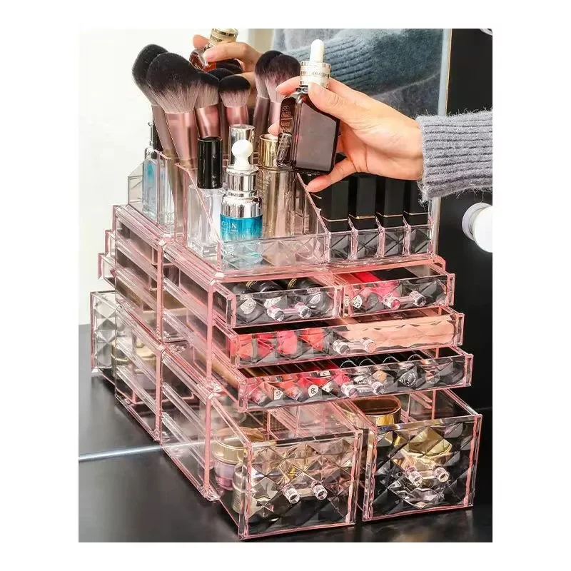 Sanrio Hello Kitty Drawer Makeup Organizer Makeup Brush Multifunctional Organizing Boxs Desktop Makeup Stationery Storage Box