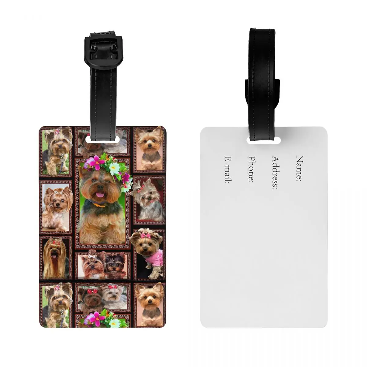 Custom Yorke Dog Yorkshire Terrier Luggage Tags for Suitcases Cute Baggage Tags Privacy Cover ID Label