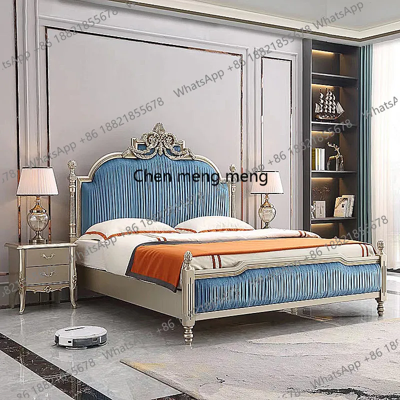French light luxury classic solid wood wedding bed European double birch pure hand-carved 2 meters villa solid wood bed