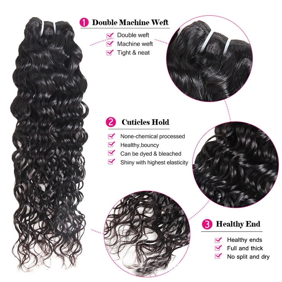 Water Wave Indian Raw Human Hair Bundles Weave 30 Inch 2 3 4 Bundles Deals Virgin Remy Hair Extension Women Hair Weft Weaving image 3