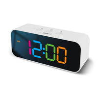 Rechargeable DIY Sound Recording LED Alarm Clock with Mirror Face and RGB Colorful Display.Record 3 Sets of Sounds as Alarm Tune