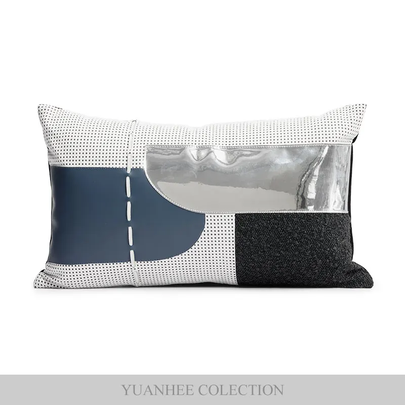 

Декоративная наволочка Xiyipin для детской серии: синяя, в стиле пэчворк, для дивана, отеля, демонстрационного зала, современный простой стиль, квадратная.