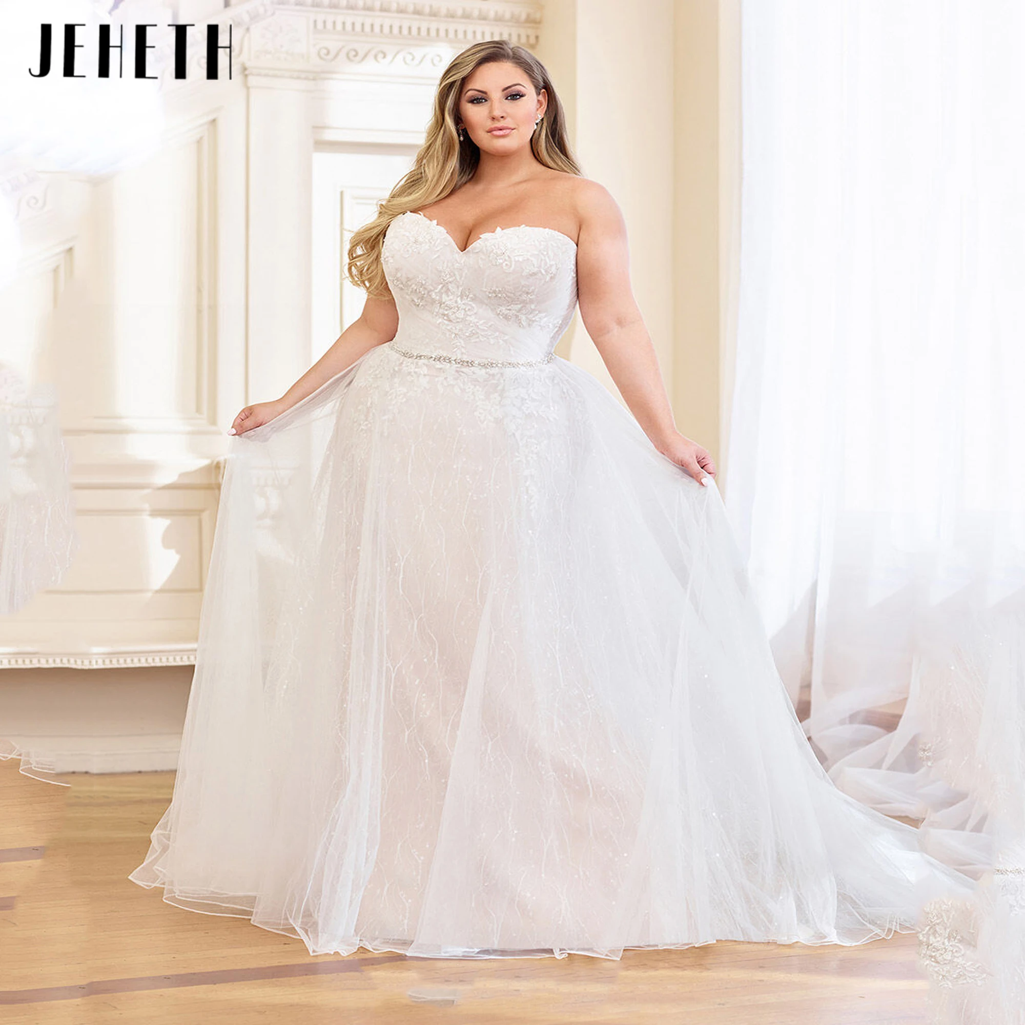 

A-Line Wedding Dresses Sally Sweetheart Neck Plus Size Bridal Gowns Lace Appliques Sleeveless Vestidos De Novia 2025 Customized