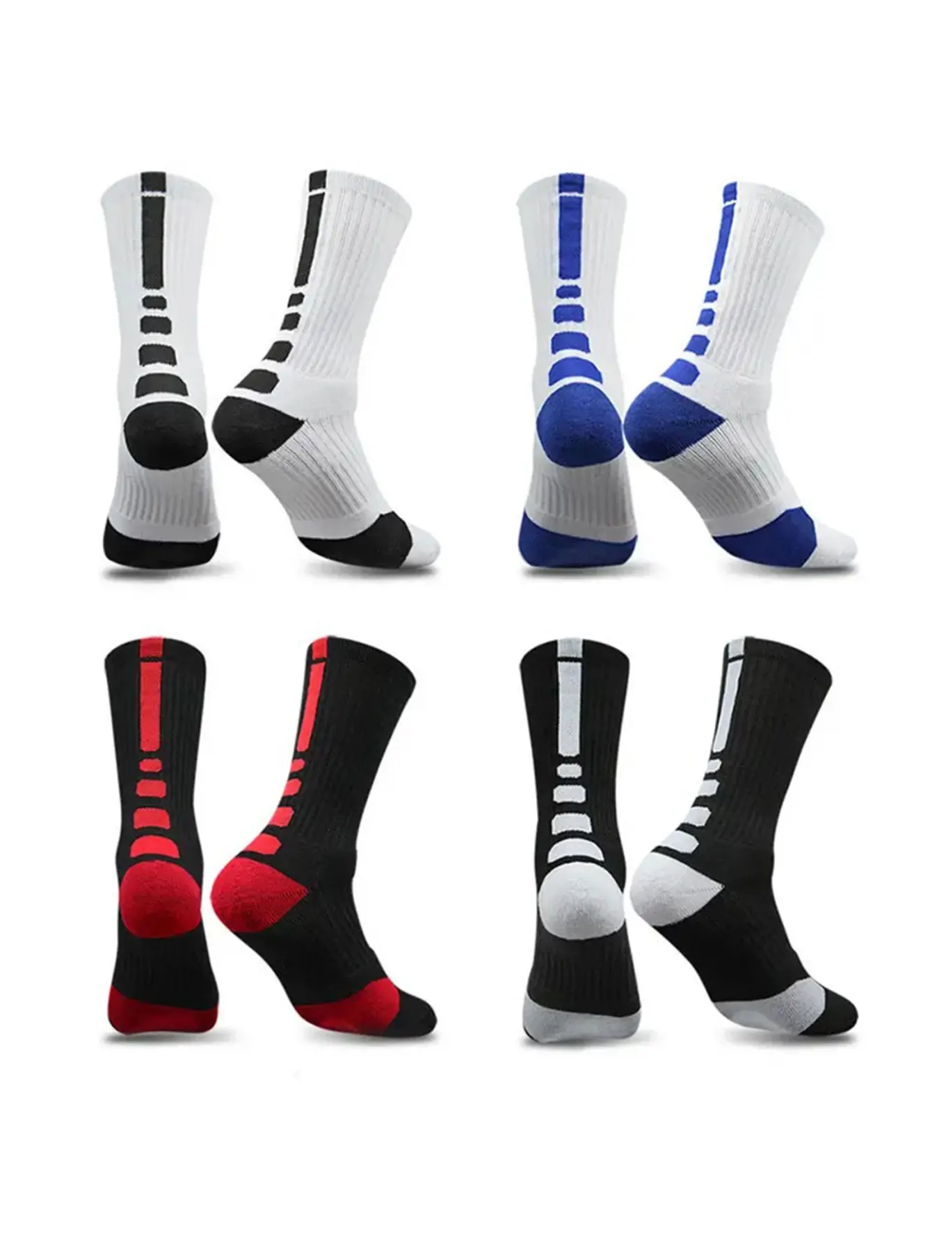 3 pairs of professional basketball training socks for men and women with mid length towel bottoms to absorb sweat