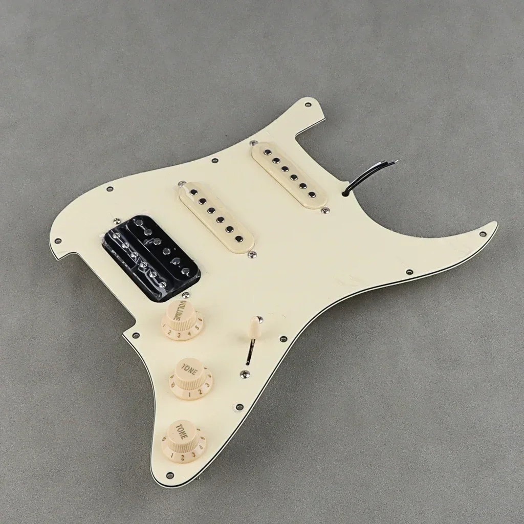 1pcs SSH Guitar Pickguard Humbucker Pickups Set   3Ply Loaded Prewired  for Fender Strat  Stratocaster Electric Guitar Cream