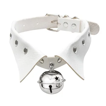 Nuevos collares sexis con colgante de cuero PU para mujeres y hombres, cuello Punk, Cosplay gótico, Gargantilla blanca y negra, Collar fresco