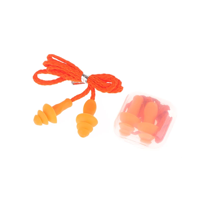 Silicone Corded Ear Plug Protector Anti Lost Reusable Hearing Protection Noise Reduction Safe Swimming Work Earplugs With Rope