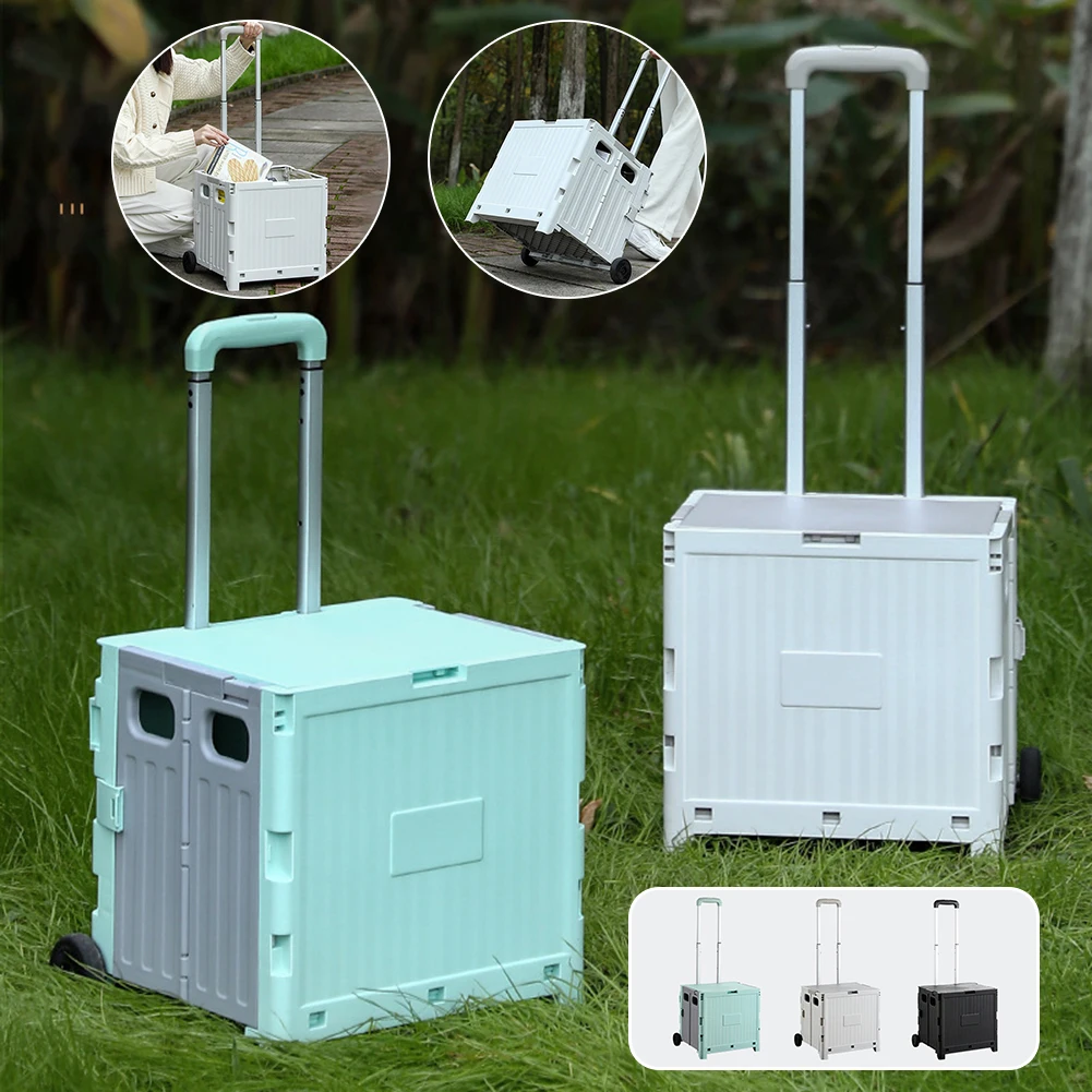 

Foldable Shopping Trolleys Box With Wheels Large Capacity Portable Grocery Cart For Shopping Luggage Tools