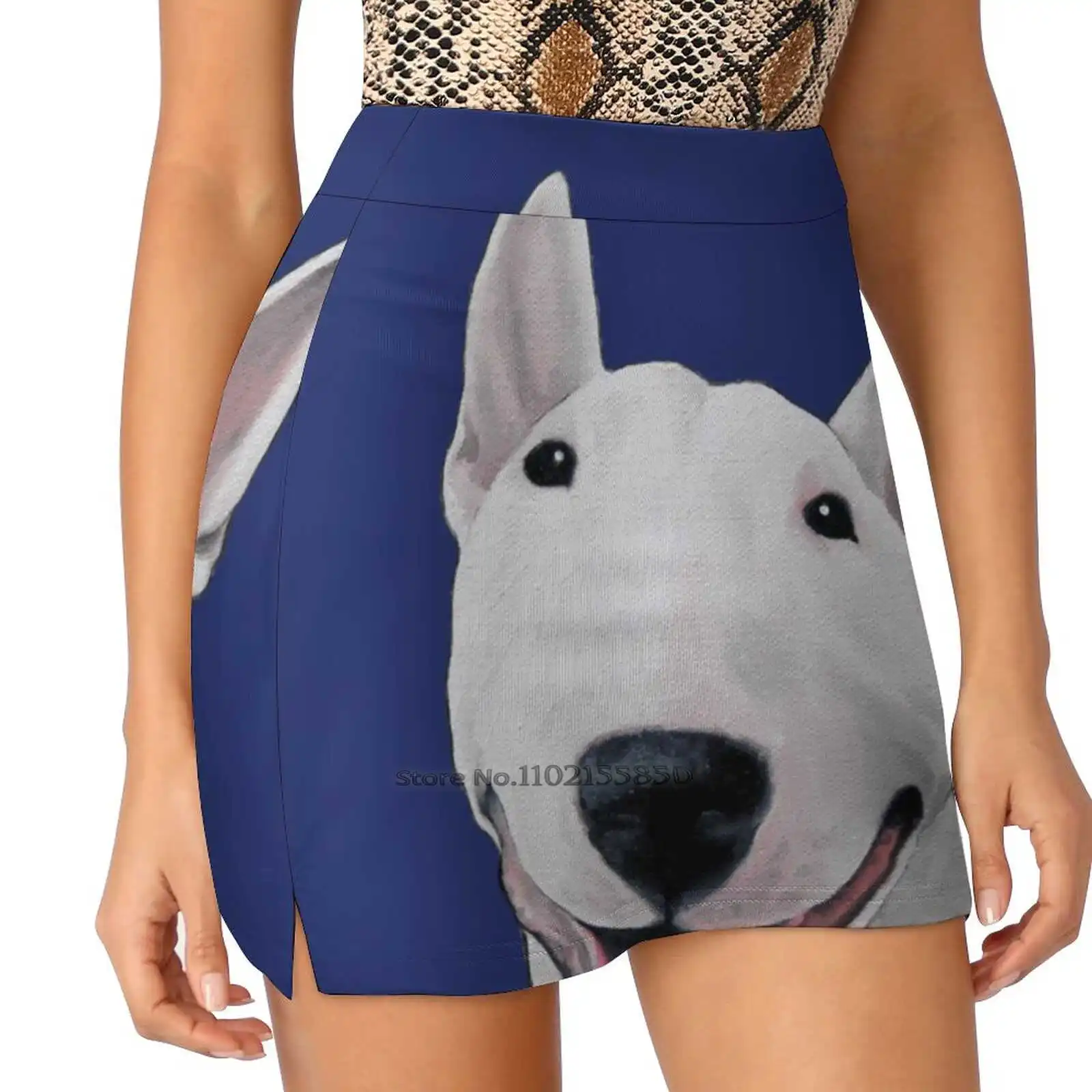 Bull Terrier Unconditional Women Sports Skirt Tennis Golf Dance Fitness Running Yoga Skirts Bull Terrier Noewi Watercolor Dog