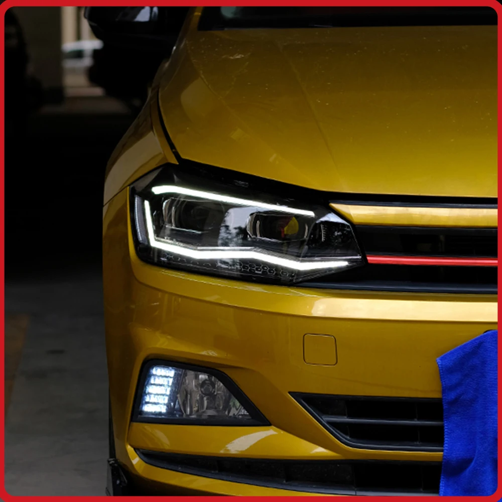 Car Front Lamps For VW Polo AW1 2019-2024 Headlights Assembly Upgrade LED Streamer Turn Light Startup Effect  Plug and Play