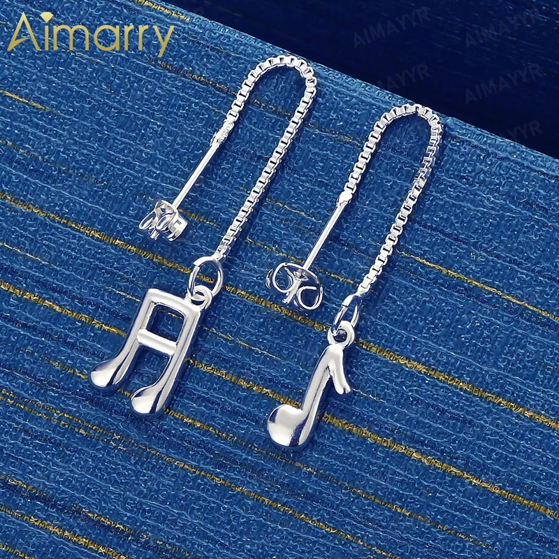 925 Sterling Silver Minimalist Music Symbol Earrings for Women's Parties Banquets Weddings High-quality Fashion Jewelry