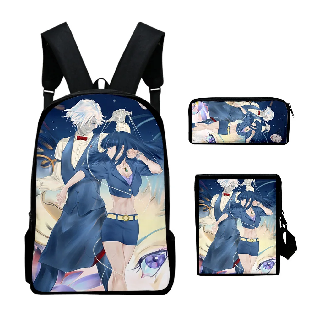 

Harajuku Popular Cool Death Parade 3D Print 3pcs/Set pupil School Bags Laptop Daypack Backpack Inclined shoulder bag Pencil Case