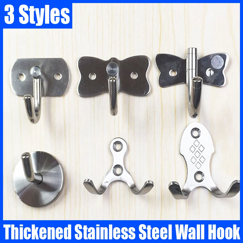 

1PCS Thickened Stainless Steel Wall Hook Wall Storage Hook Coat Hat Hook Hanger Robe Towel Hanger Hook For Bathroom Kitchen