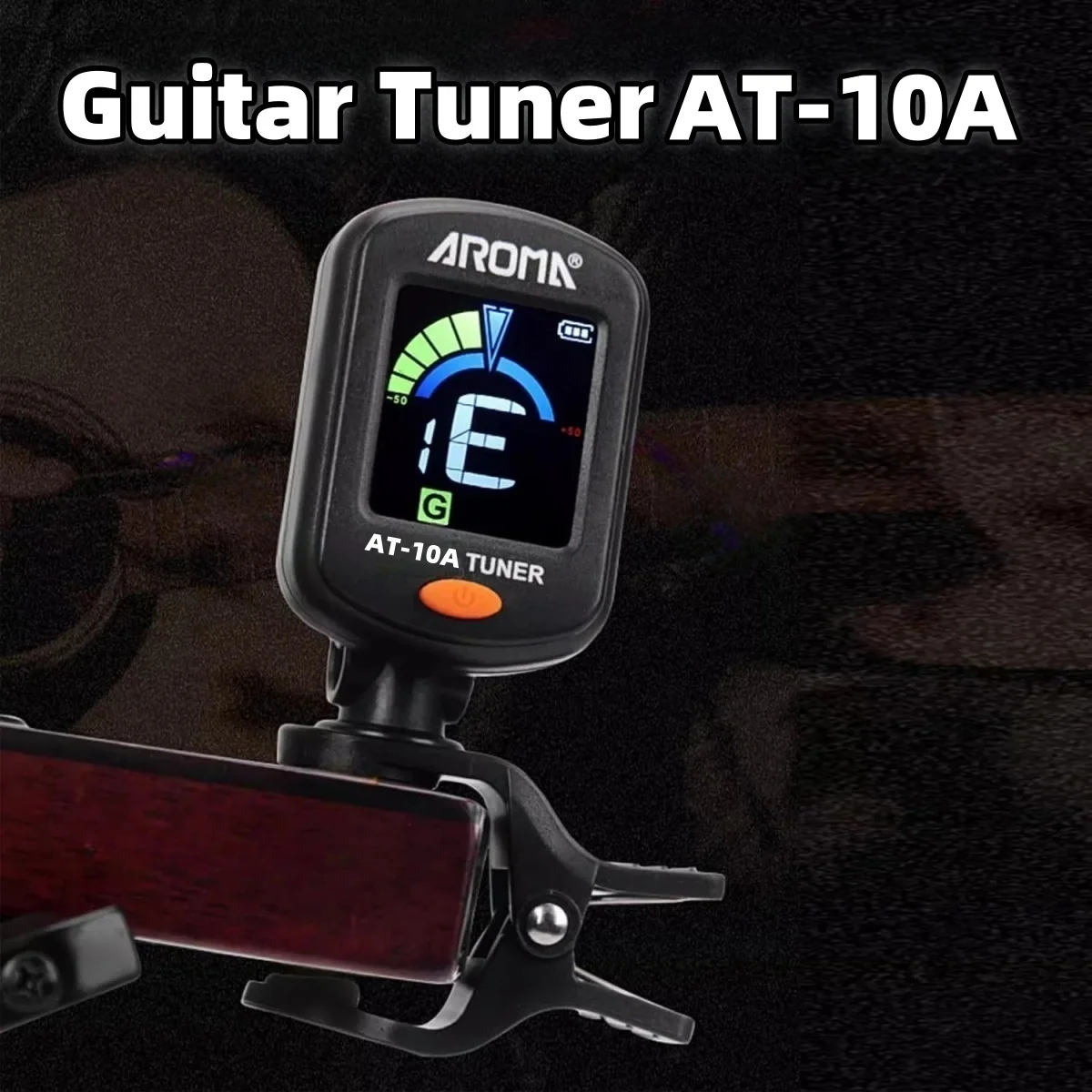 AROMA AT-10A Rechargeable Clip-On Guitar Tuner/LCD Color Screen/Quick Tuning/440Hz Standard/for Stringed Instruments Accessory
