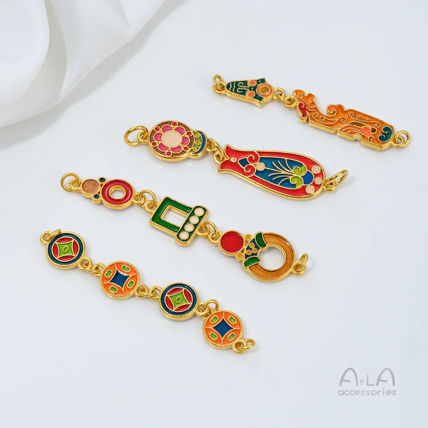 Strong Color Ancient Method Sand Gold Burnt Blue Gourd Peace Joy Chain Sweater Chain DIY Hand Necklace Connection Accessories
